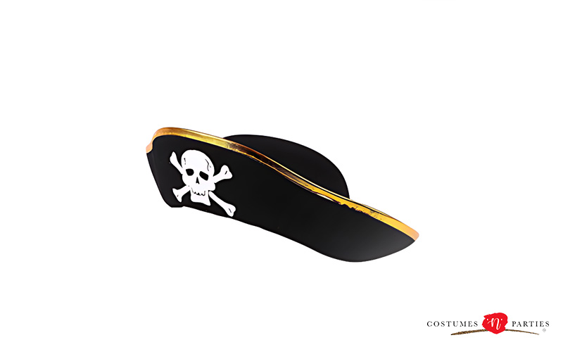Pirate tricorn hat with a skull and crossbones